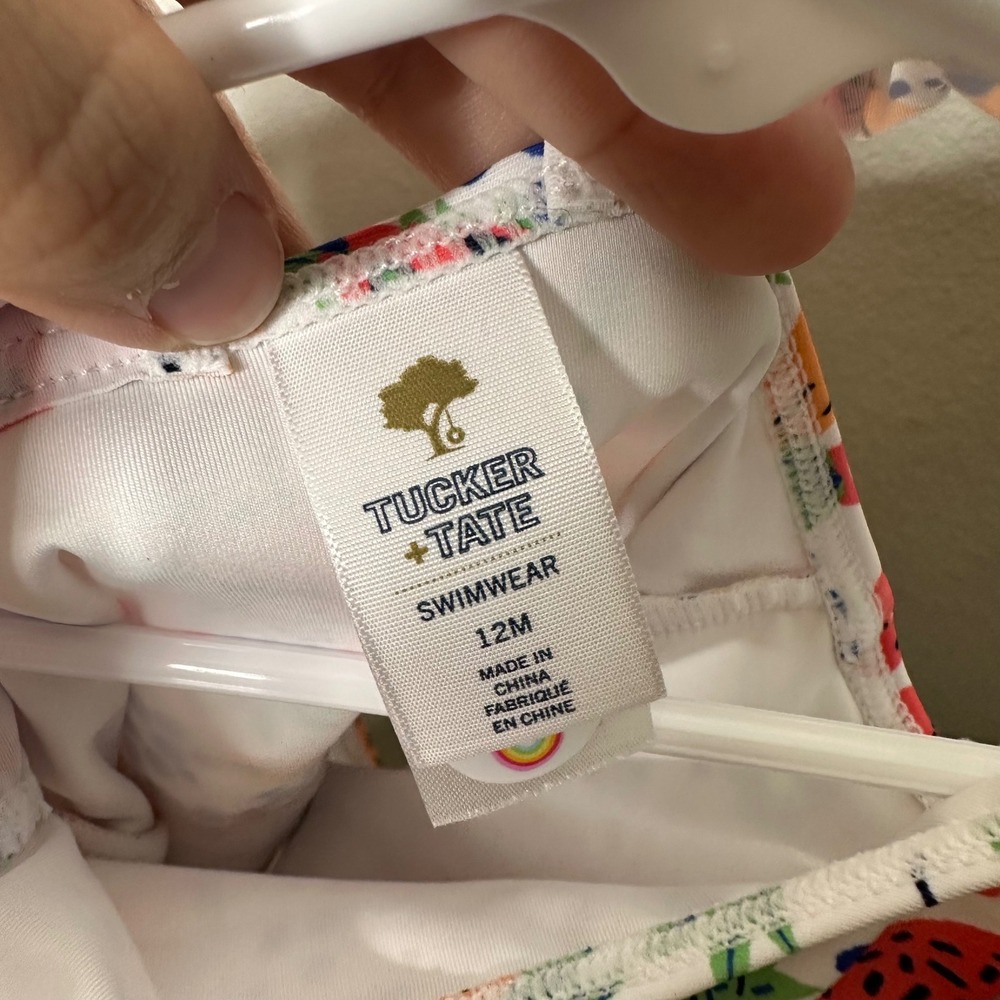 Tucker + Tate Tropical Fruit Ruffle One Piece Swimsuit White 12M Baby Girl - Picture 4 of 6